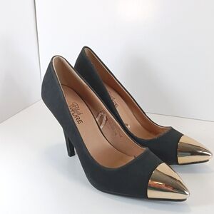 Club Couture Black Gold High Heel Shoes Pumps Women's Size 7